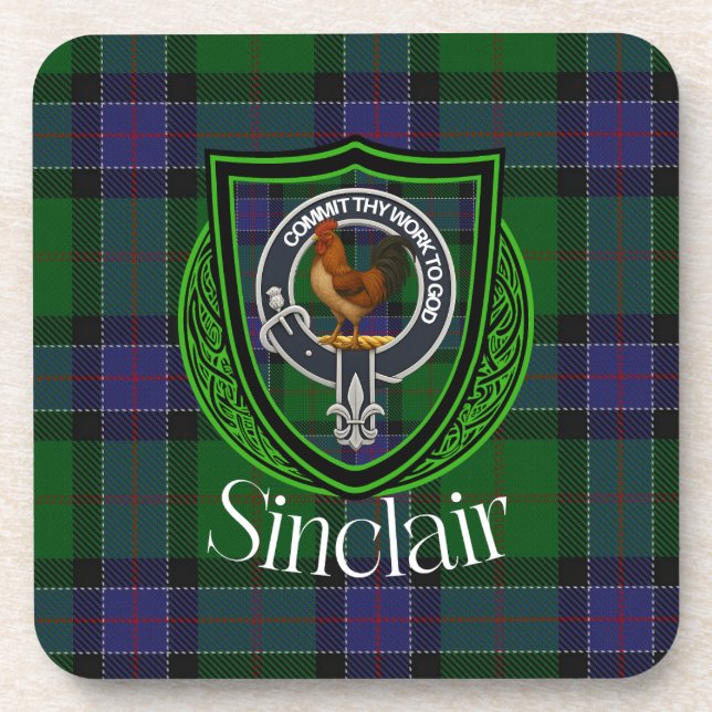 Porta-copo Sinclair Scottish Clan Tartan & Crest (Frente)