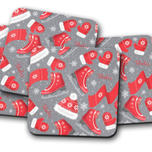Porta-copo Skates de gelo vermelho   Conjunto de Portas copos