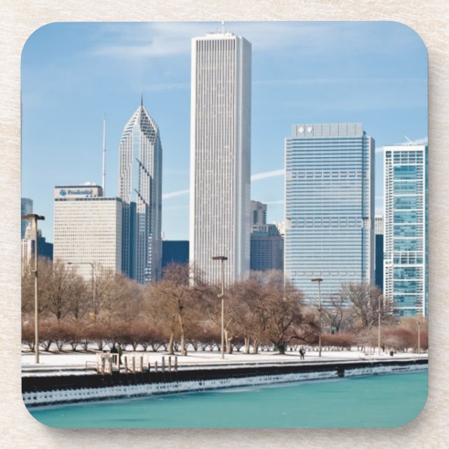 Porta-copo Skyline de Chicago através do Lago Michigan (Frente)