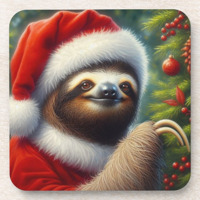 Porta-copo Sloth Santa Claus (Frente)