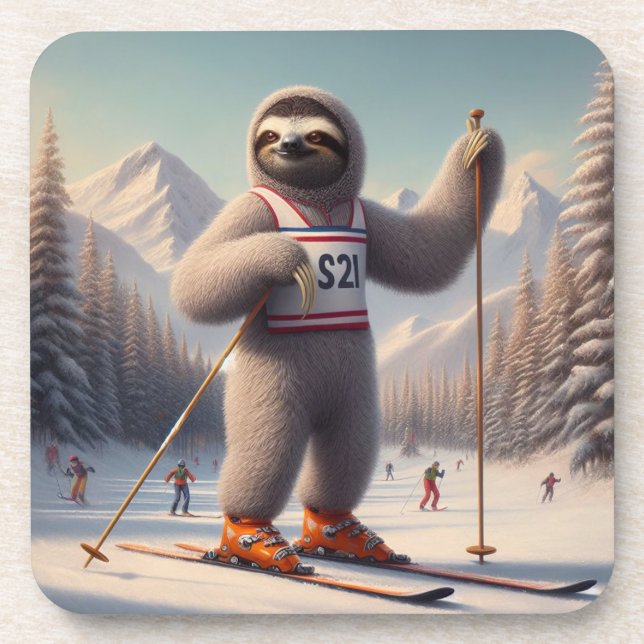 Porta-copo Sloth Skiing (Frente)
