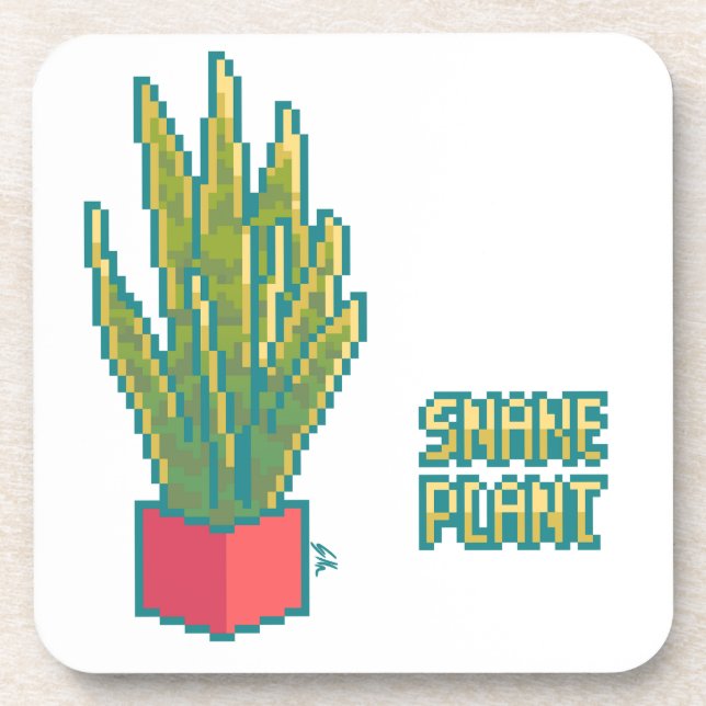 Porta-copo Snake plant Pixelart, Pixel Art (Frente)