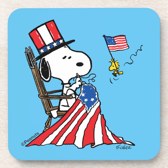Porta-copo Snoopy Sewing 4 de julho Flag (Frente)