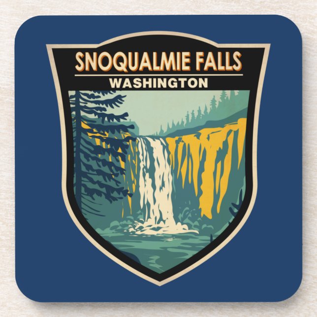 Porta-copo Snoqualmie Falls Washington Waterfall Vintage  (Frente)