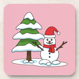 Porta-copo Snowman com Snowy Pine Tree