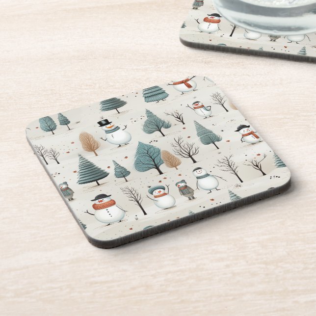 Porta-copo Snowman e árvores (Left Side)