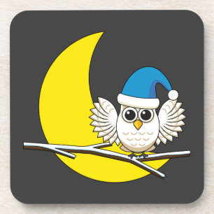 Porta-copo Snowy Owl em Nova Lua Noite de inverno