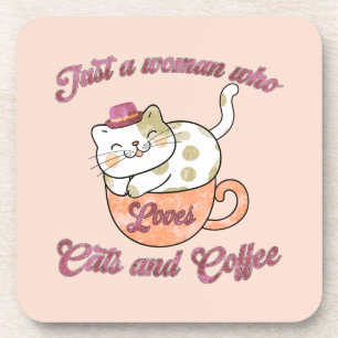 Porta-copo Só uma mulher que ama gatos e café