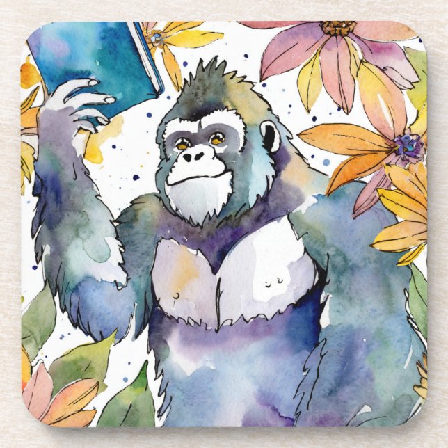 Porta-copo Sober Gorilla Lendo Grande Recuperação De Livro (Frente)