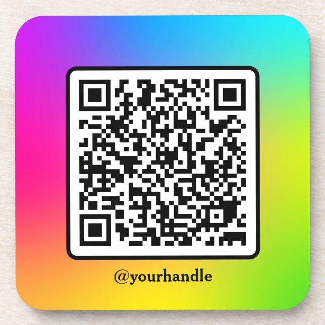Porta-copo Social Media Square QR Code Custom Gradient (Frente)