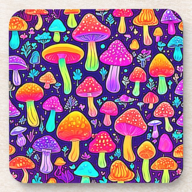 Porta-copo Soft Neon: Patch do Cogumelo de Cartoon (Frente)