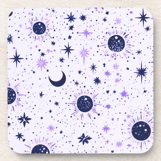 Porta-copo Sol Lua Estrelas Celestiais Preto e Roxo (Frente)