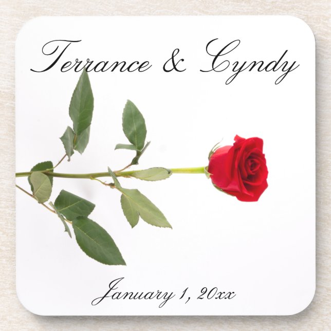 Porta-copo Solteiro Elegante de longa Rosa vermelha (Frente)