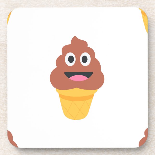 Porta-copo sorvete cone poo emoji (Frente)