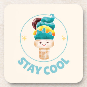 Porta-copo Sorvete em Cone de Aquarela Stay Cool Pastel