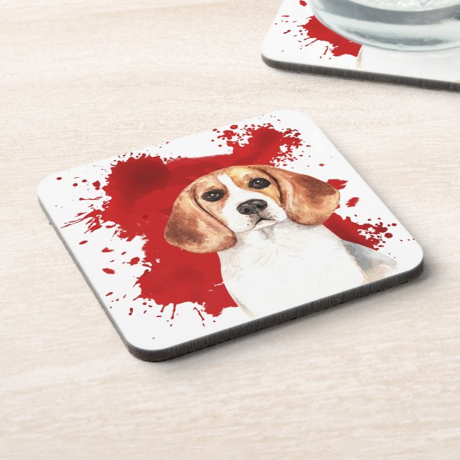 Porta-copo Splatter Abstrato Vermelho Beagle (Left Side)