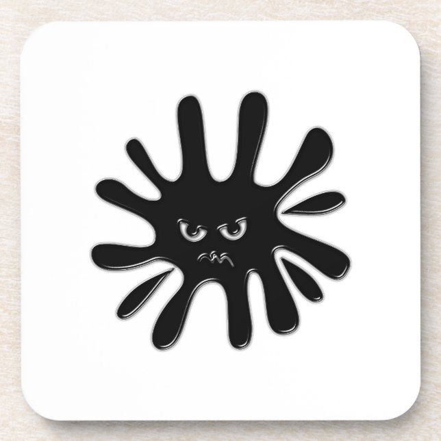 Porta-copo Splatter preto irritado (Frente)