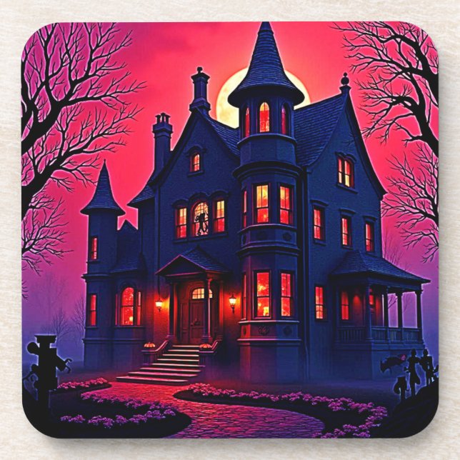Porta-copo Spooky Haunted House em Dusk Design (Frente)