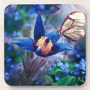 Porta-copo Spring Butterfly on Blue Flower