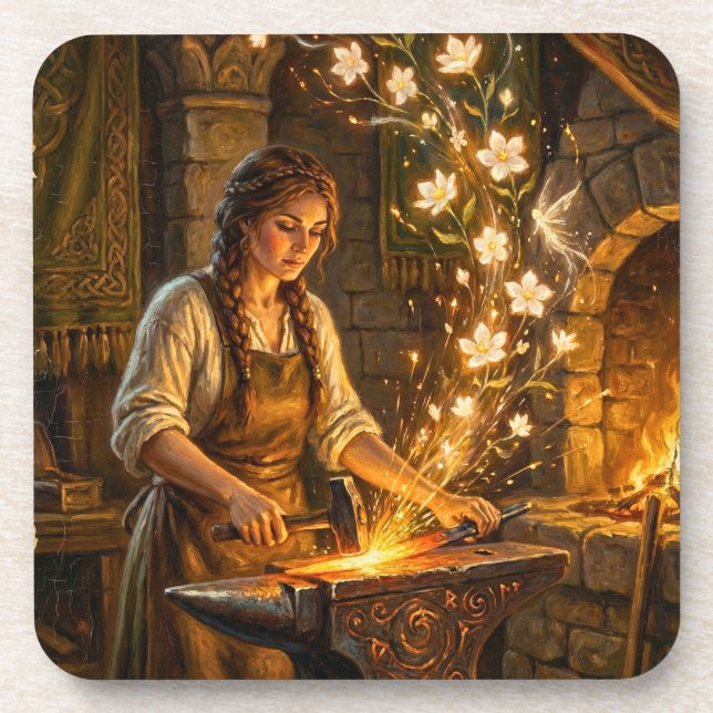 Porta-copo St Brigid Blacksmith Fairies Flowers Fantasy Art (Frente)