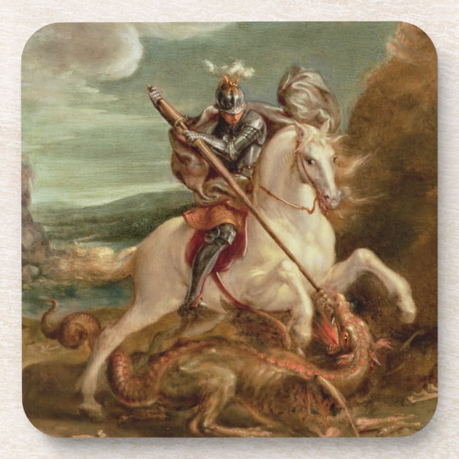 Porta-copo St George que massacra o dragão, (óleo no painel) (Frente)