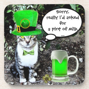 PORTA-COPO ST PATRICK'S  DAY CAT  WITH GREEN IRISH BEER