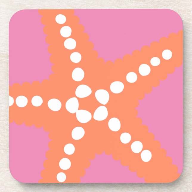 Porta-copo Starfish Beach Ocean Preppy Pink Orange Divertimen (Frente)