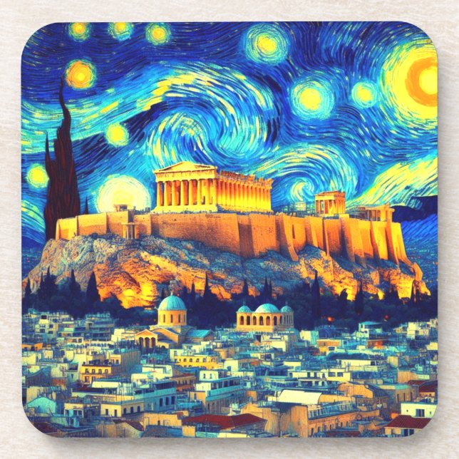 Porta-copo Starry Night Acropolis Athens Grécia (Frente)