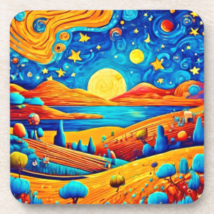 Porta-copo Starry Night Surrealism Arte de Cartoon