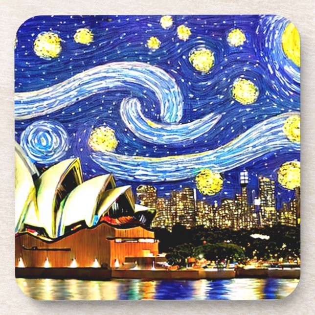 Porta-copo Starry Night Sydney Austrália - Ópera (Frente)