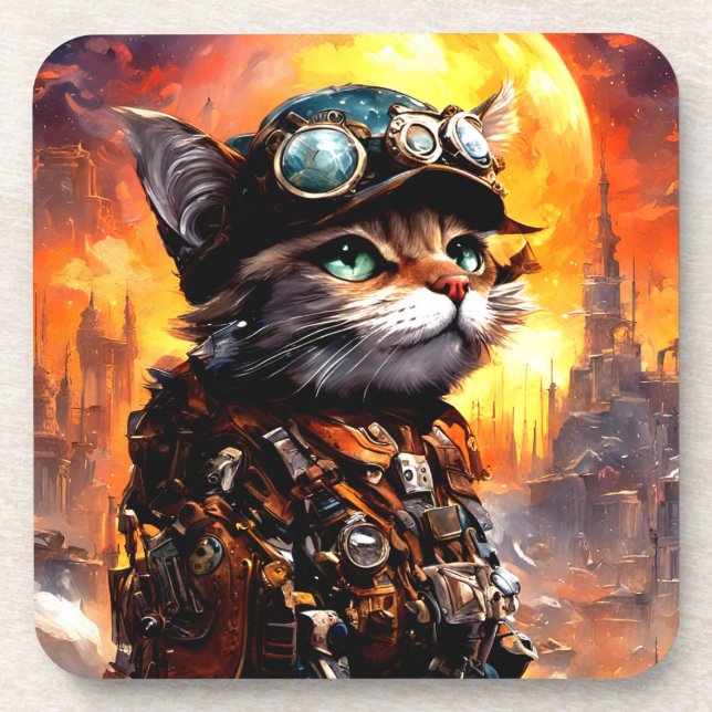 Porta-copo Steampunk Cat II (Frente)