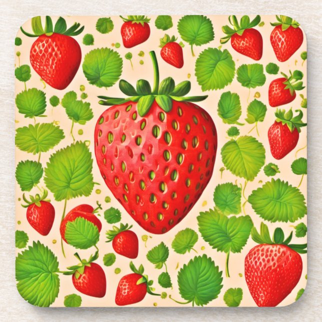 Porta-copo Strawberry Dadaist Trabalho de arte (Frente)