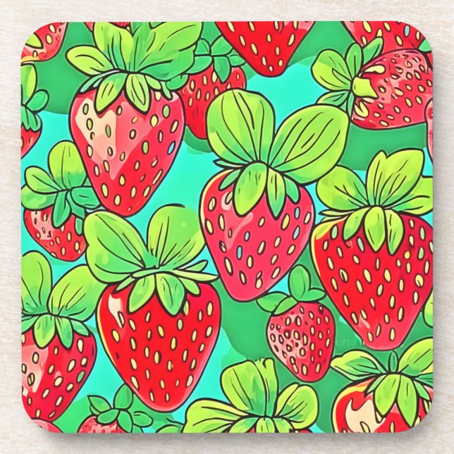 Porta-copo Strawberry Pop Art Pattern (Frente)