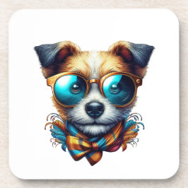 Porta-copo Stylish Dog With Glasses Colorful Modern Pet Art