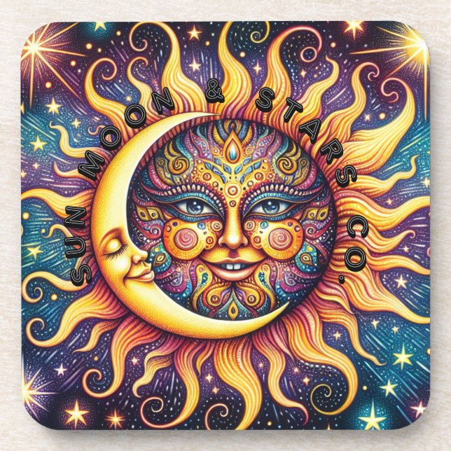 Porta-copo Sun, Lua e Estrelas Co-Porta copos (Frente)