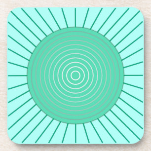 Porta-copo Sunburst Geométrico Moderno - Aqua e Seafoam Green
