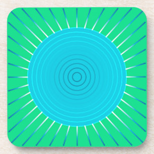 Porta-copo Sunburst Geométrico Moderno - Azul e Verde-Jade
