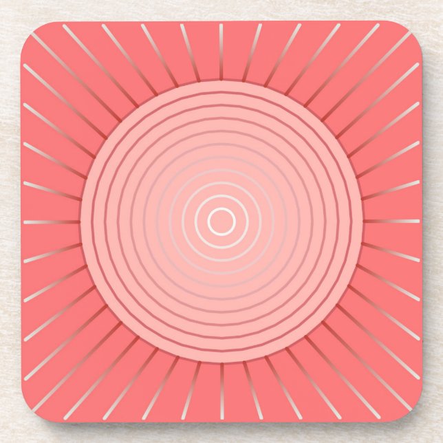 Porta-copo Sunburst Geométrico Moderno - Cor-de-rosa Profundo (Frente)