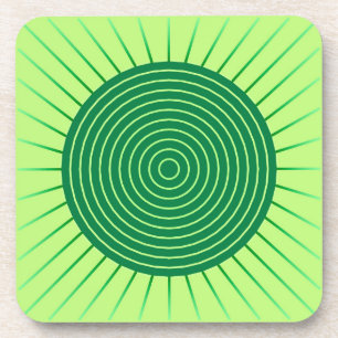 Porta-copo Sunburst Geométrico Moderno - Emerald Green e Lim