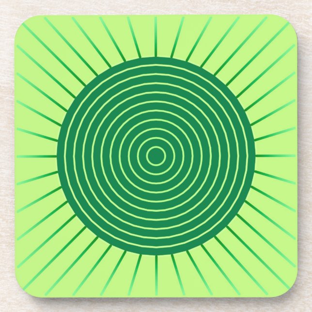 Porta-copo Sunburst Geométrico Moderno - Emerald Green e Limã (Frente)