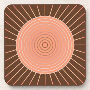 Porta-copo Sunburst Geométrico Moderno - Peach e Brown