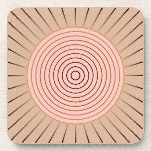 Porta-copo Sunburst Geométrico Moderno - Peach e Tan