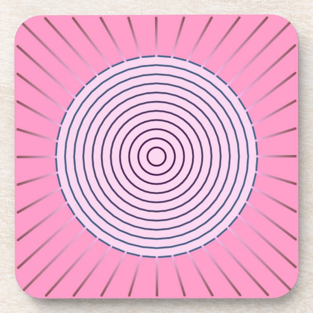 Porta-copo Sunburst Geométrico Moderno - Sombras Rosa (Frente)