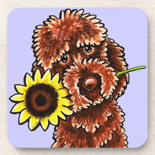 Porta-copo Sunny Chocolate Labradoodle Off-Leash Art™ (Frente)