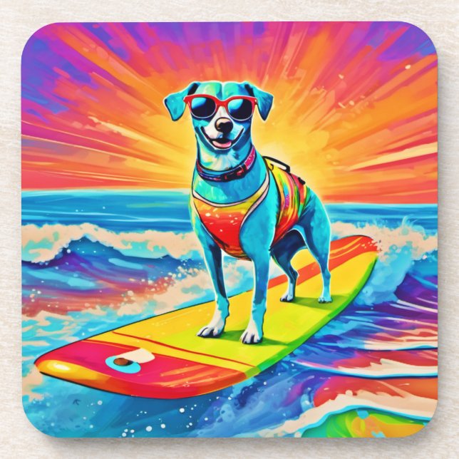 Porta-copo Sunny Surfing Pup: Praia Bliss (Frente)