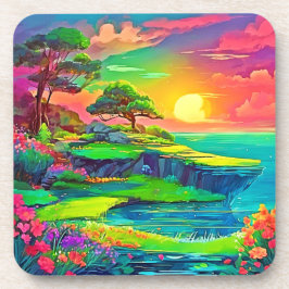 Porta-copo Sunset Cliff Paradise Art