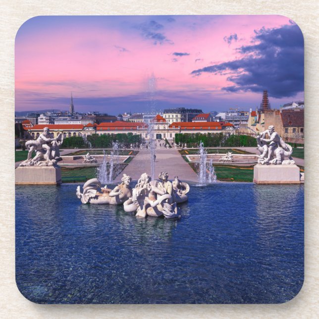 Porta-copo Sunset over fountain em Viena (Frente)