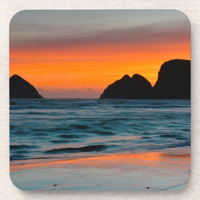 Porta-copo Sunset, Sea Stacks, Oceanside, Oregon, EUA (Frente)