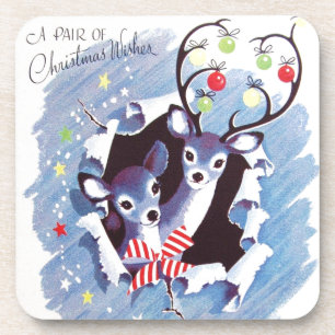 Porta-copo Super Sweet Vintage Blue Reindeer Natal