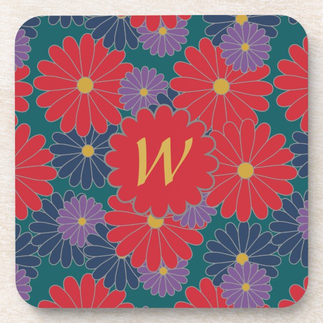 Porta-copo Suporte Quadrado Floral de Outono Espalhado (Frente)